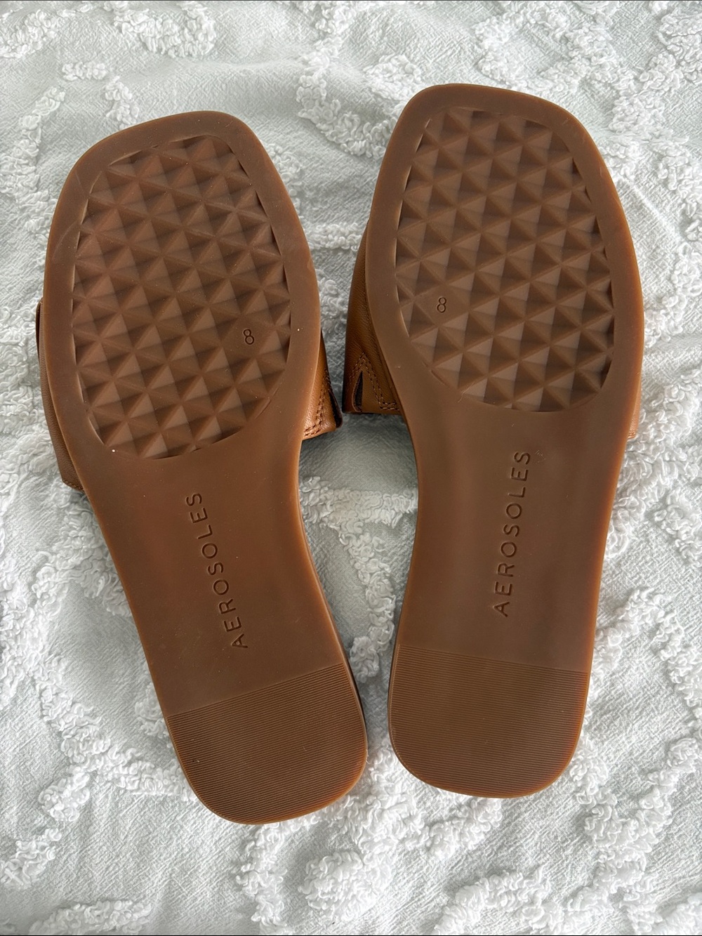 AEROSOLES Cognac Slide Sandals with Gold Accent - Picture 2 of 3